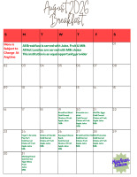 August 2026 Breakfast/Lunch Menu